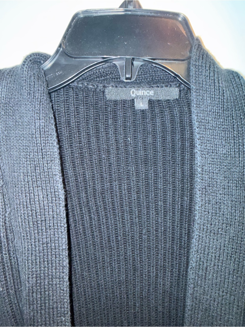 Quince 100% Organic Cotton Oversized Cardigan Black Ribbed Knit Sweater Large - Picture 5 of 10